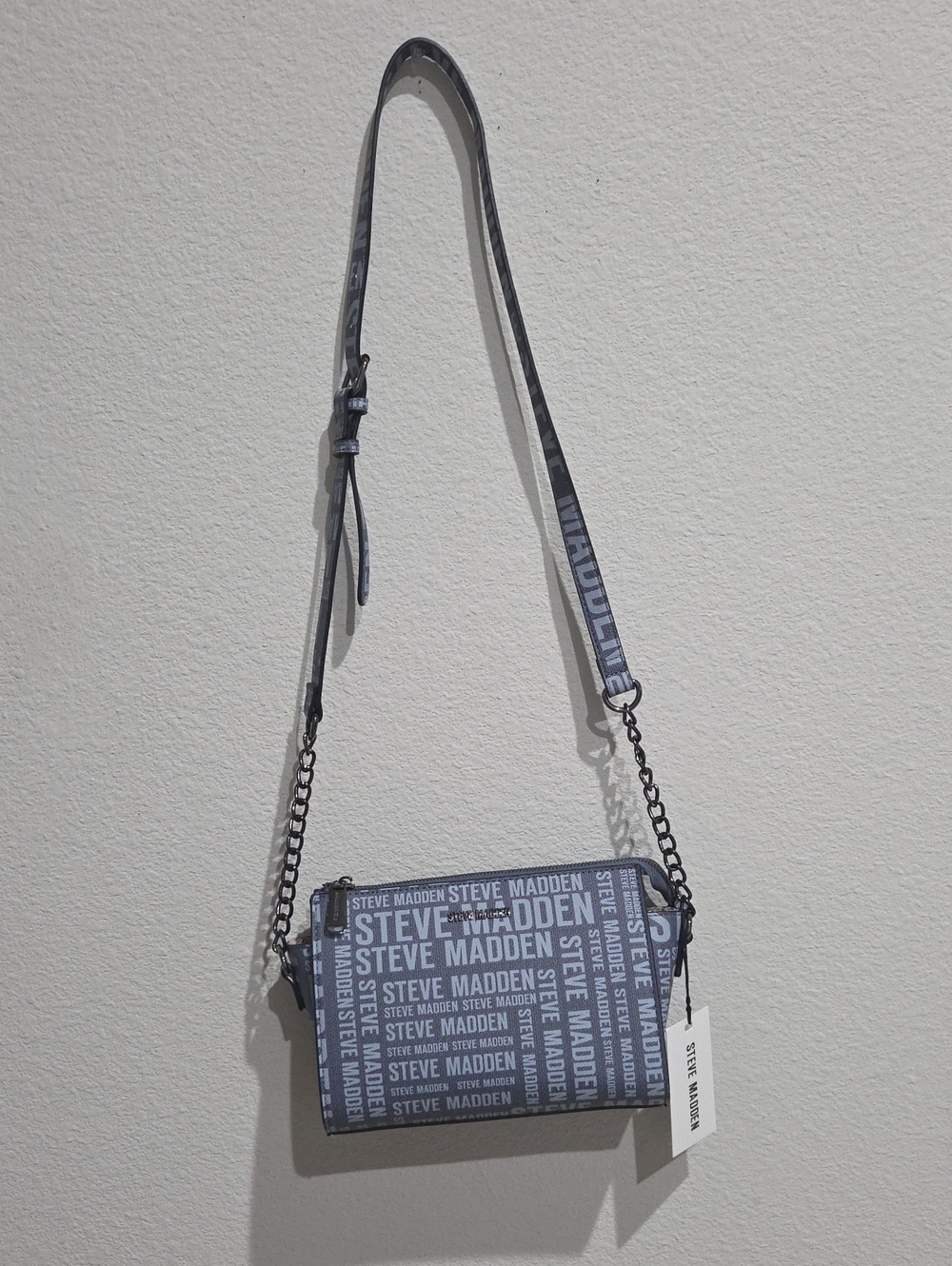 Steve Madden Blue Gray Logo Crossbody Bag NWT